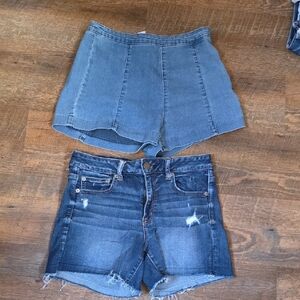 American Eagle Outfitters Light and Dark Blue Jean Shorts